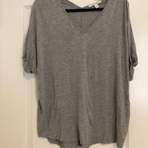 Gray V-neck shirt